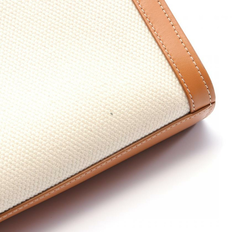 【日本直送】 中古CELINE[AB]迷你 vertical cabas 帆布手提包 真皮 象牙白 淺棕色 兩用款-5