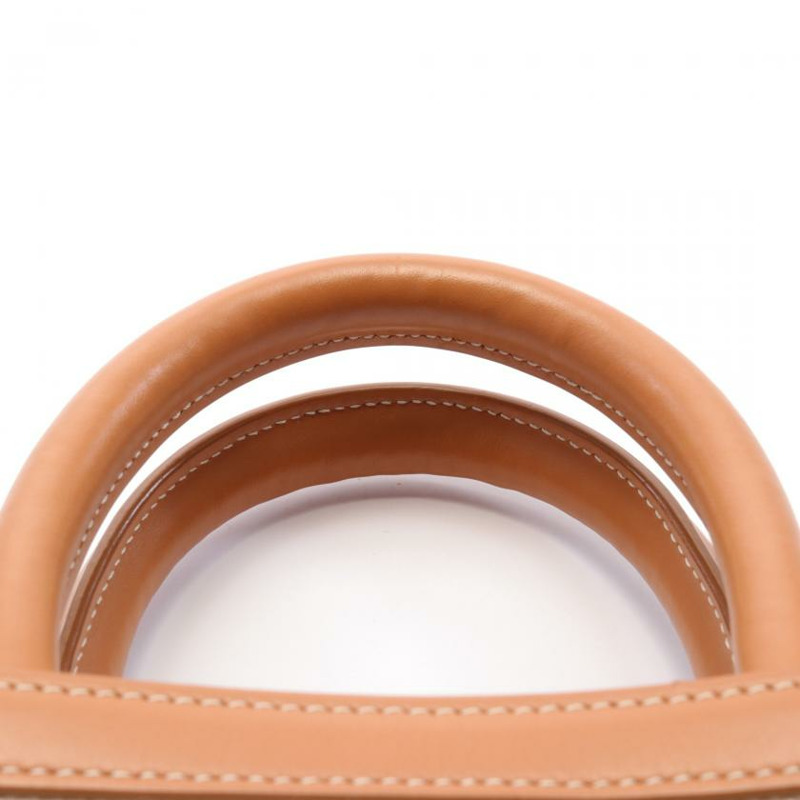 【日本直送】 中古CELINE[AB]迷你 vertical cabas 帆布手提包 真皮 象牙白 淺棕色 兩用款-6