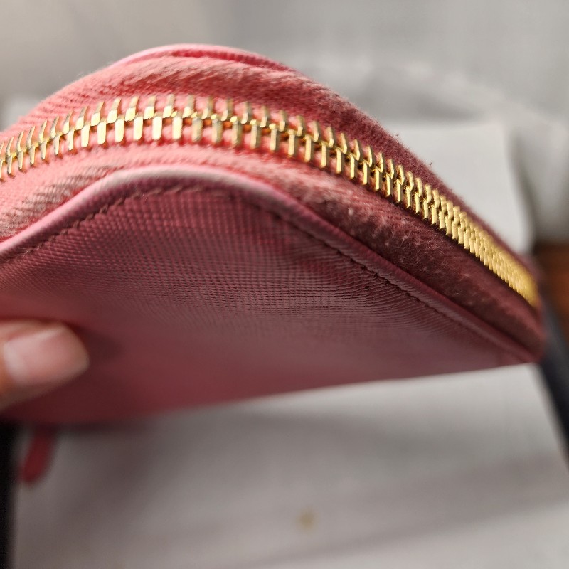 Prada粉紅牛皮皮夾-5