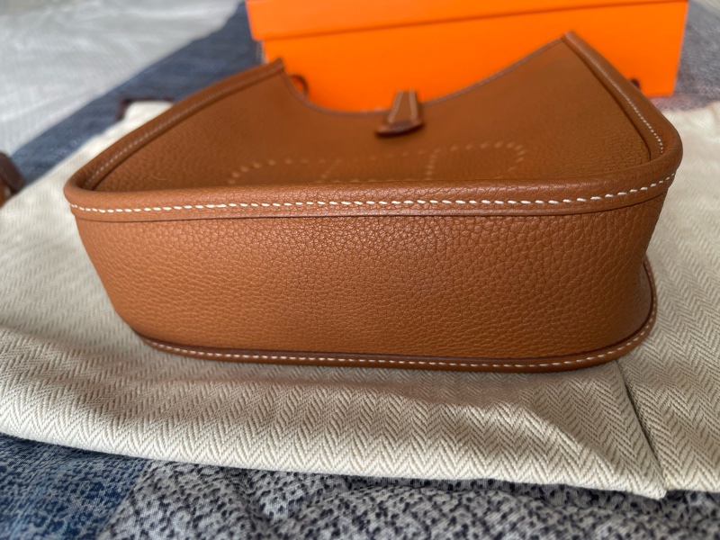 [Hermès] Mini Evelyne 金棕色銀扣編織背帶限量款_全配-1