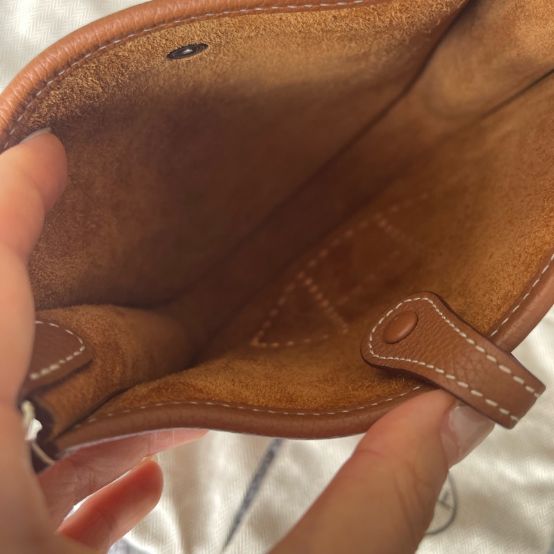 [Hermès] Mini Evelyne 金棕色銀扣編織背帶限量款_全配-4