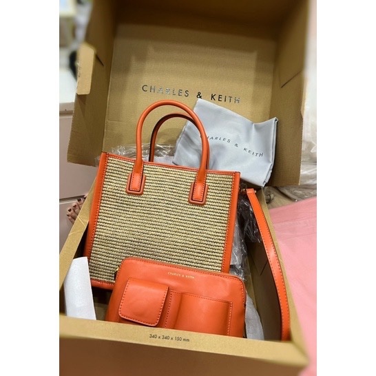 保證正品/小ck編織兩用包橘色-0