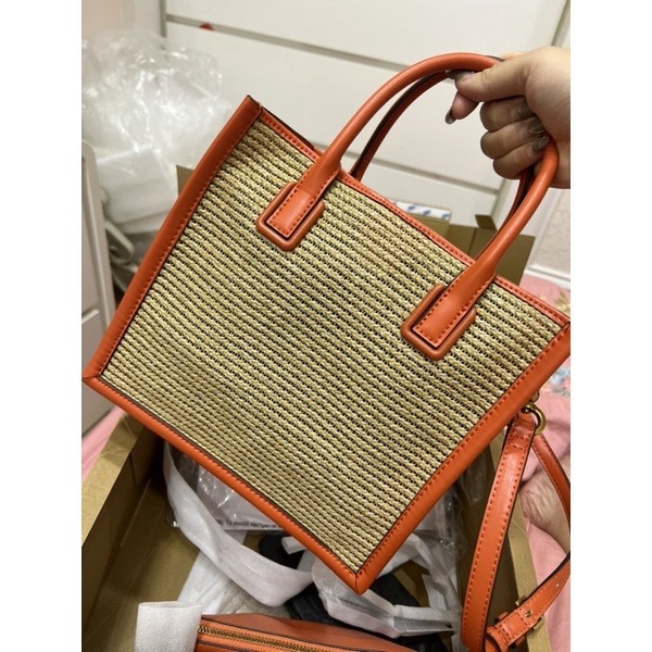 保證正品/小ck編織兩用包橘色-3