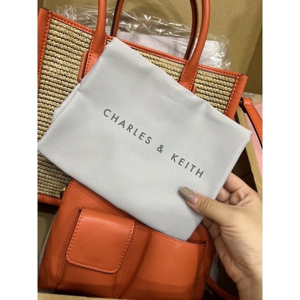 保證正品/小ck編織兩用包橘色-7