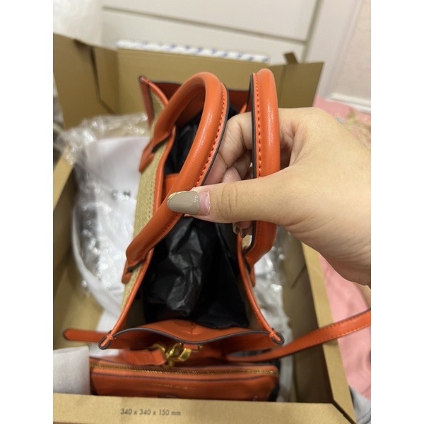 保證正品/小ck編織兩用包橘色-14