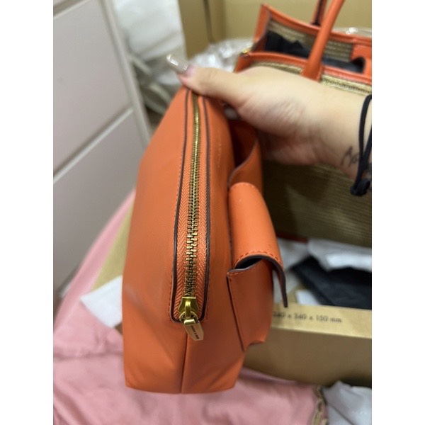 保證正品/小ck編織兩用包橘色-15