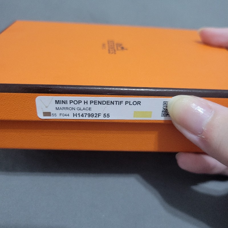 Hermes mini pop H大象灰奶茶色玫瑰金項鍊-3