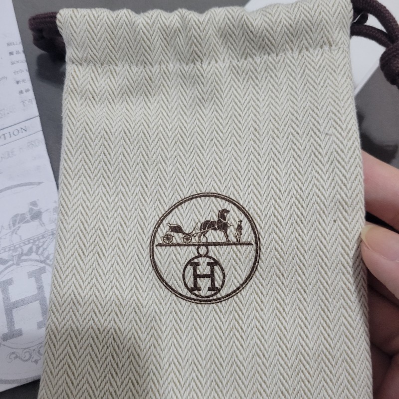 Hermes mini pop H大象灰奶茶色玫瑰金項鍊-9