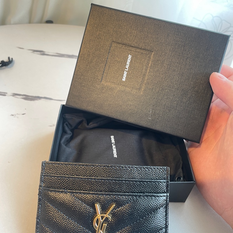 YSL 黑荔枝金LOGO卡包-7