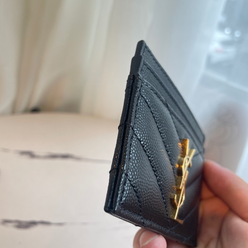 YSL 黑荔枝金LOGO卡包-9