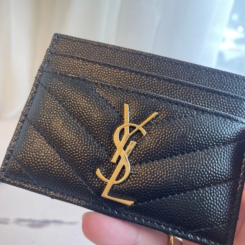 YSL 黑荔枝金LOGO卡包-14