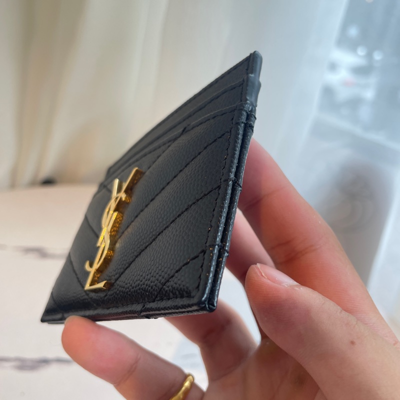 YSL 黑荔枝金LOGO卡包-16