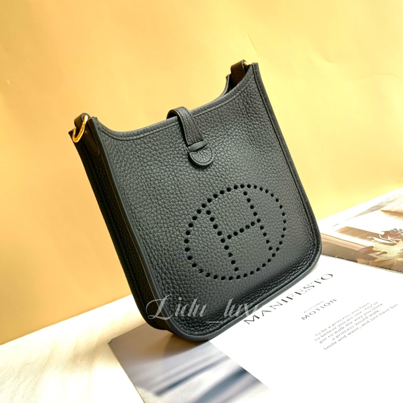 Hermes MINI EVELYNE 黑色金釦 伊芙琳 愛馬仕-1
