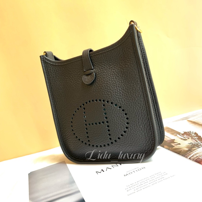 Hermes MINI EVELYNE 黑色金釦 伊芙琳 愛馬仕-2