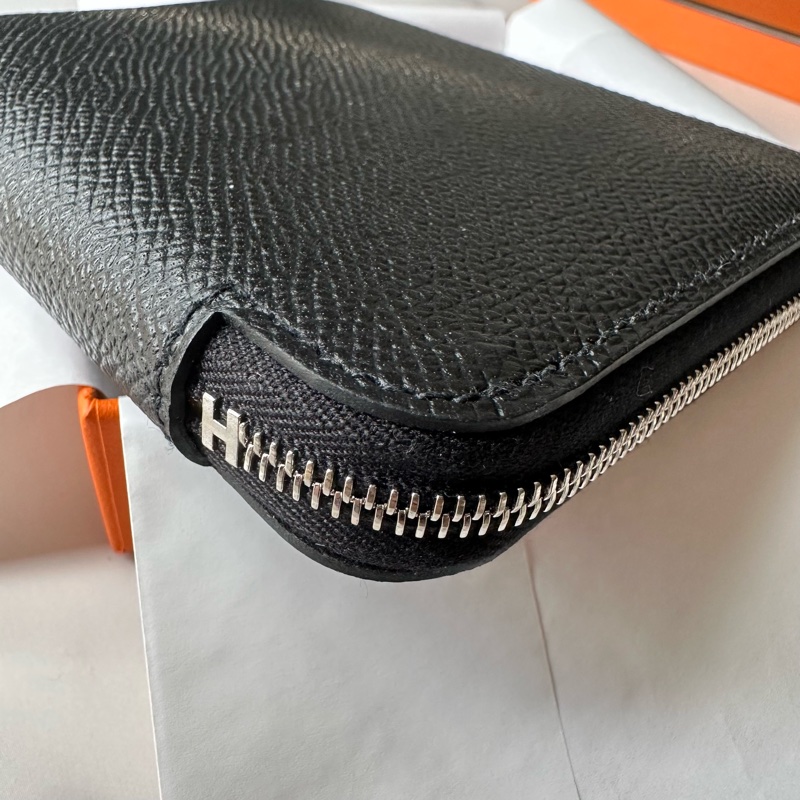 Hermès 絲巾短夾 經典不敗黑色+金奶茶色花朵內裡-2