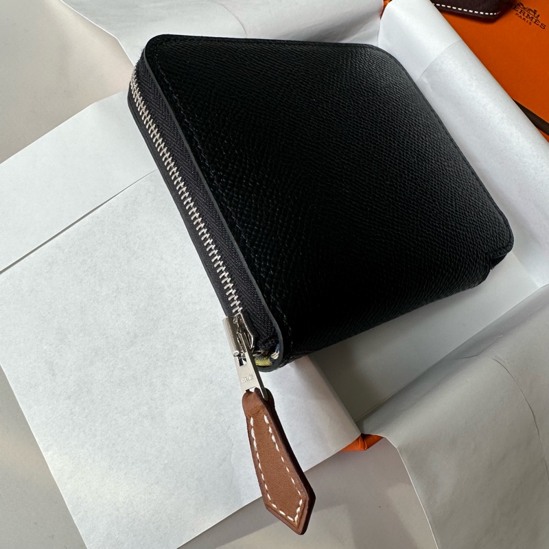 Hermès 絲巾短夾 經典不敗黑色+金奶茶色花朵內裡-6