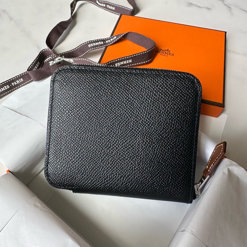 Hermès 絲巾短夾 經典不敗黑色+金奶茶色花朵內裡-7