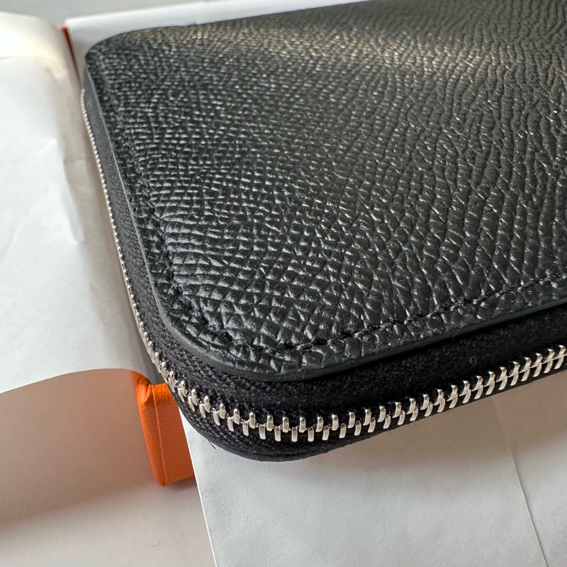 Hermès 絲巾短夾 經典不敗黑色+金奶茶色花朵內裡-10