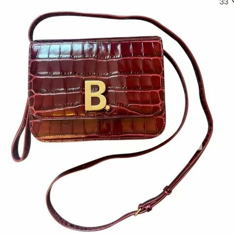 【預購】Balenciaga 巴黎世家 酒紅色鱷魚紋豆腐包 斜背/肩背