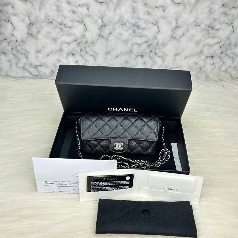 Channel   荔枝牛皮眼鏡  鏈條包   單肩斜挎  斜挎包  斜背包  黑銀  ⭕️全新品⭕️全新品⭕️-0