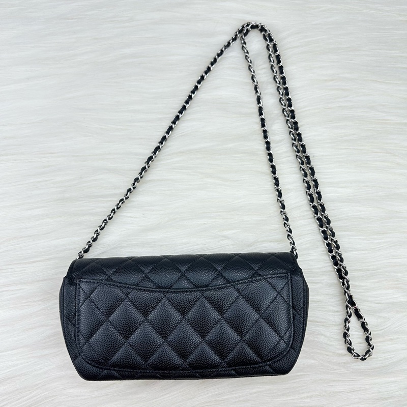 Channel   荔枝牛皮眼鏡  鏈條包   單肩斜挎  斜挎包  斜背包  黑銀  ⭕️全新品⭕️全新品⭕️-5