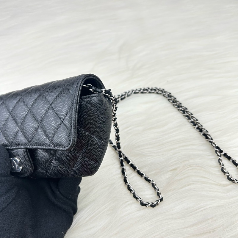 Channel   荔枝牛皮眼鏡  鏈條包   單肩斜挎  斜挎包  斜背包  黑銀  ⭕️全新品⭕️全新品⭕️-9