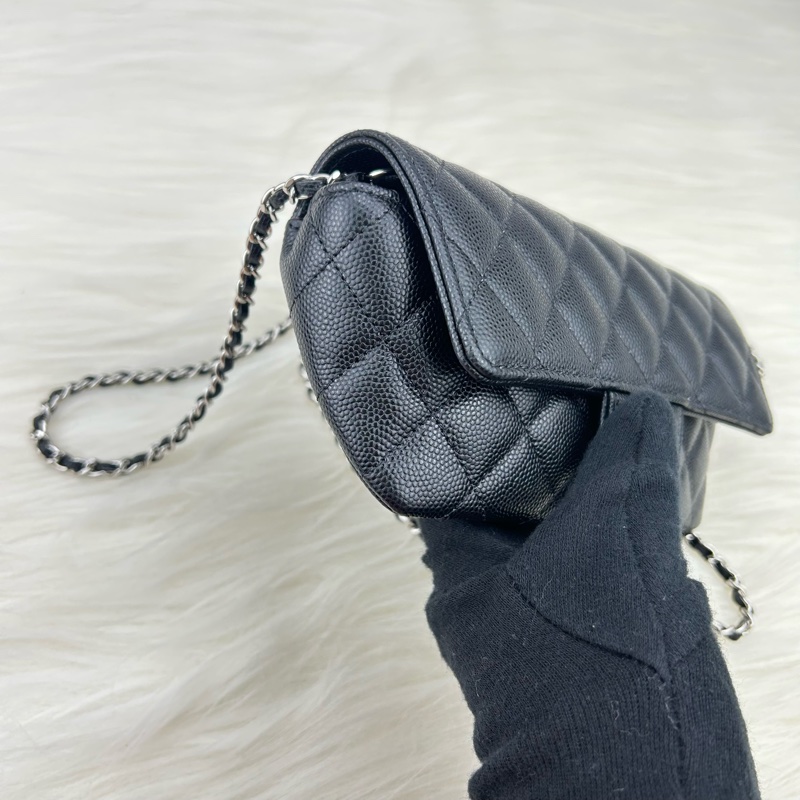 Channel   荔枝牛皮眼鏡  鏈條包   單肩斜挎  斜挎包  斜背包  黑銀  ⭕️全新品⭕️全新品⭕️-10