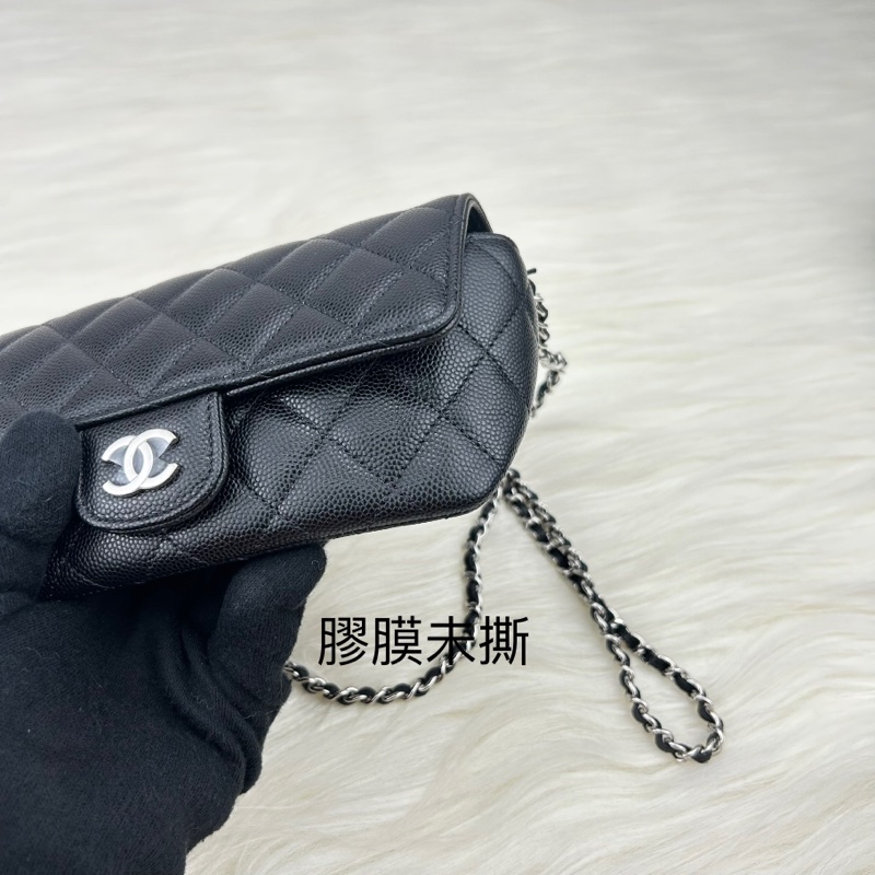 Channel   荔枝牛皮眼鏡  鏈條包   單肩斜挎  斜挎包  斜背包  黑銀  ⭕️全新品⭕️全新品⭕️-12