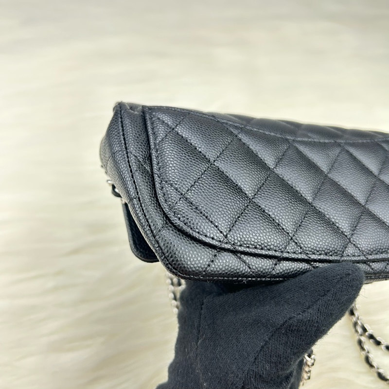 Channel   荔枝牛皮眼鏡  鏈條包   單肩斜挎  斜挎包  斜背包  黑銀  ⭕️全新品⭕️全新品⭕️-15