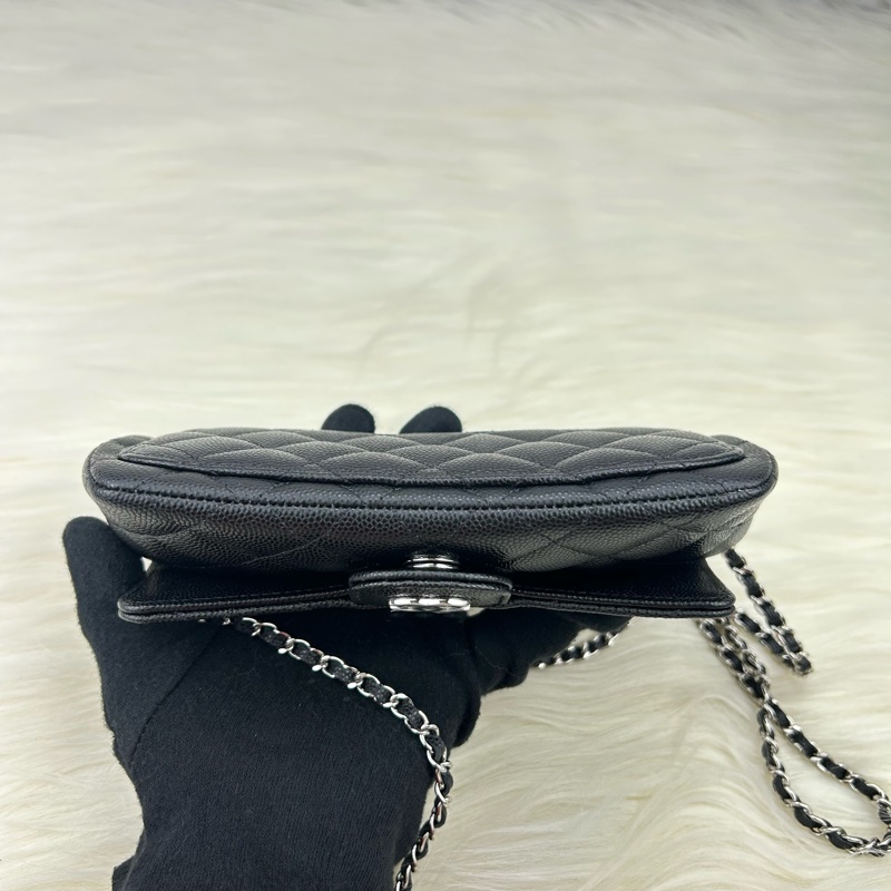 Channel   荔枝牛皮眼鏡  鏈條包   單肩斜挎  斜挎包  斜背包  黑銀  ⭕️全新品⭕️全新品⭕️-16