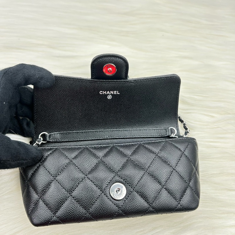 Channel   荔枝牛皮眼鏡  鏈條包   單肩斜挎  斜挎包  斜背包  黑銀  ⭕️全新品⭕️全新品⭕️-19
