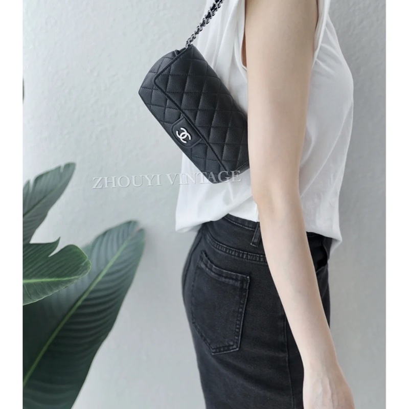 Channel   荔枝牛皮眼鏡  鏈條包   單肩斜挎  斜挎包  斜背包  黑銀  ⭕️全新品⭕️全新品⭕️-26