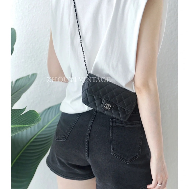 Channel   荔枝牛皮眼鏡  鏈條包   單肩斜挎  斜挎包  斜背包  黑銀  ⭕️全新品⭕️全新品⭕️-27