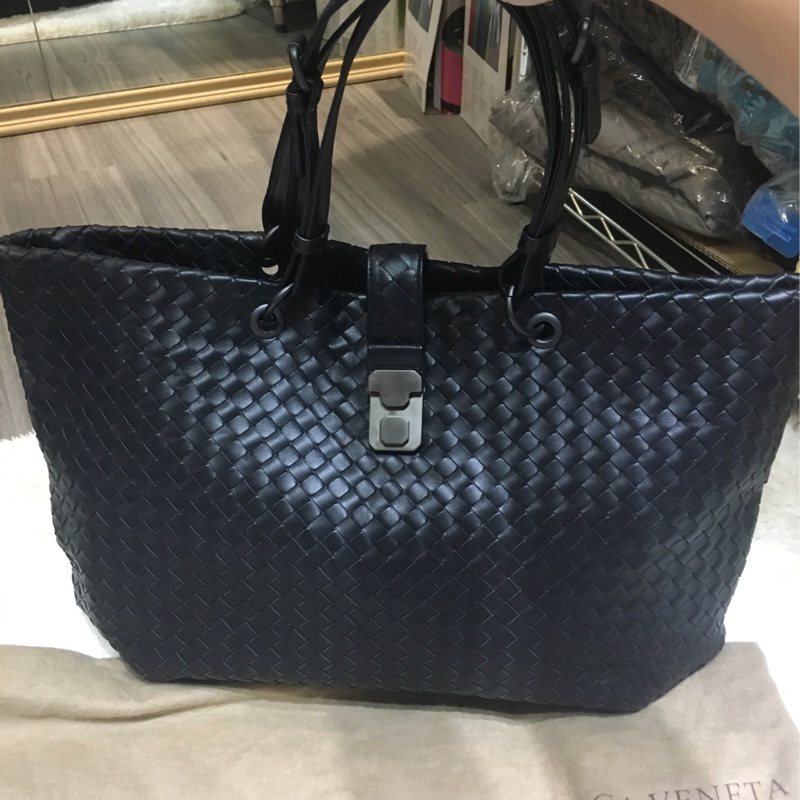 Bottega Veneta Capri 經典鎖頭編織 購物包/大托特包 黑色-8