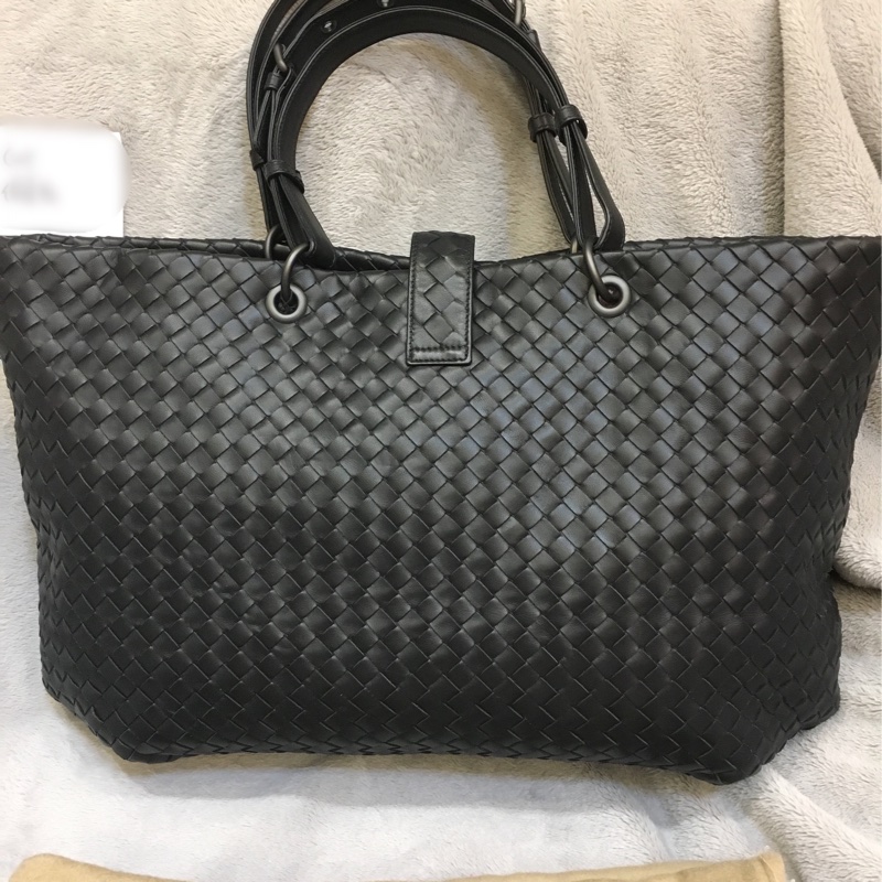 Bottega Veneta Capri 經典鎖頭編織 購物包/大托特包 黑色-12