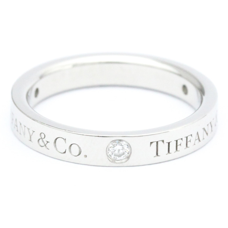 【日本直送】蒂芙尼扁平戒指 23776316 鉑金時尚鑽石戒指 克拉/0.07 銀-0