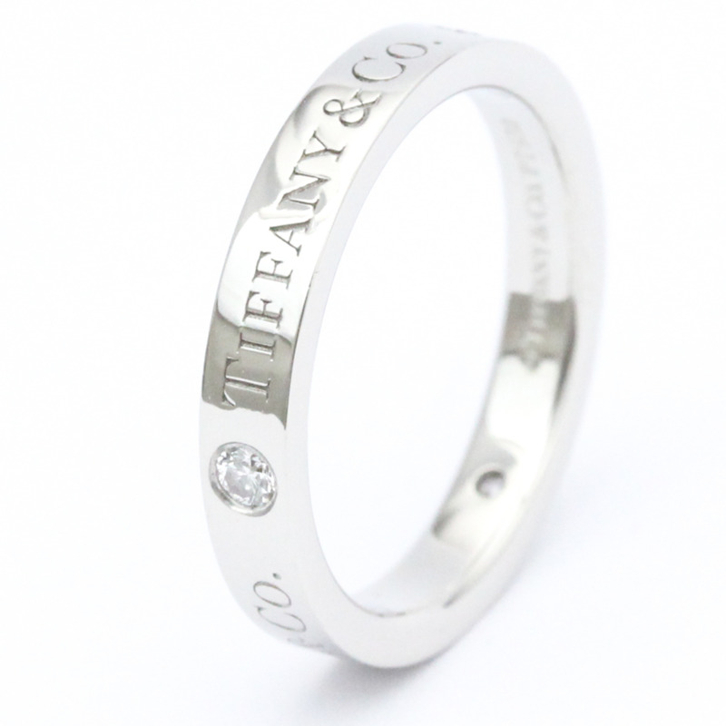 【日本直送】蒂芙尼扁平戒指 23776316 鉑金時尚鑽石戒指 克拉/0.07 銀-1