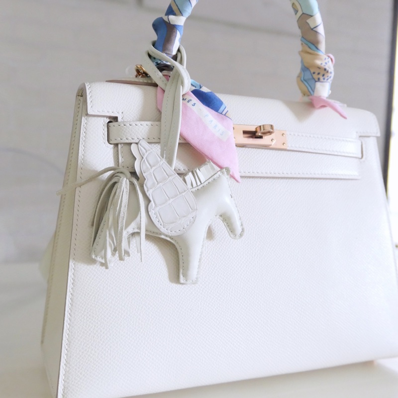 Hermes 鱷魚皮拼接 touch 小飛馬 奶昔白Craie-0