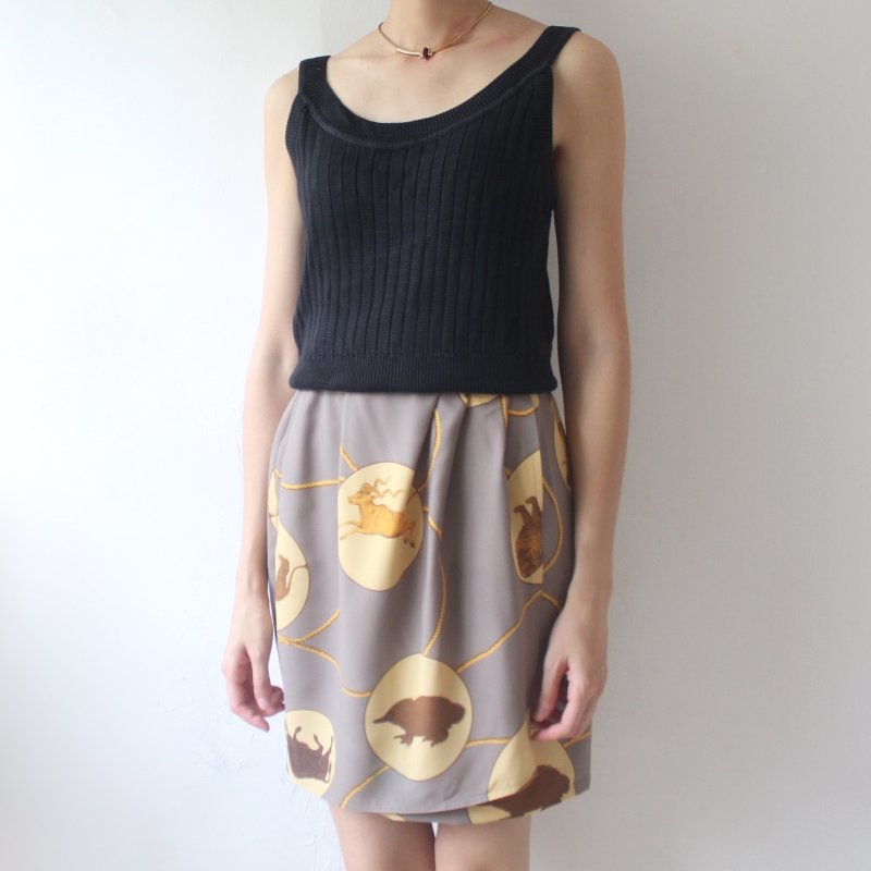 YSL vintage黑色純棉坑條背心-0