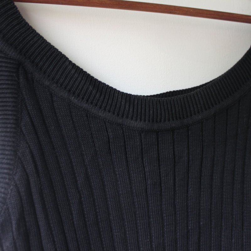 YSL vintage黑色純棉坑條背心-2