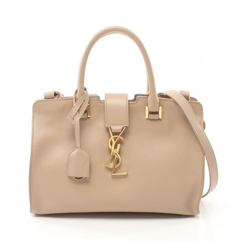 【日本直送】 中古SAINT LAURENT PARIS[B]Baby cabas 手包 皮革 淺褐色 兩用款