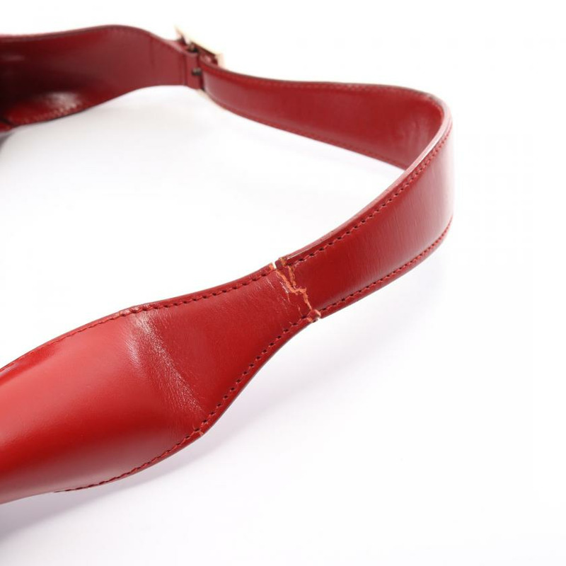 【日本直送】 中古GUCCI[B]Jackie 帆佈單肩包 真皮 米色 紅色-7