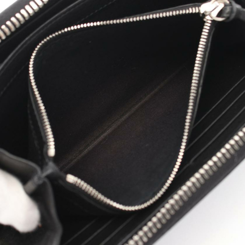 【日本直送】 中古BALENCIAGA[B]Papier Continental圓角拉鍊長款真皮錢包 黑色-4