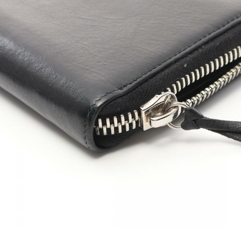 【日本直送】 中古BALENCIAGA[B]Papier Continental圓角拉鍊長款真皮錢包 黑色-6