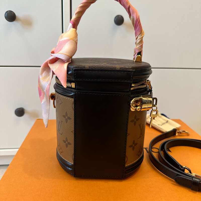 Louis vuitton Cannes m43986 發財桶 圓筒包 雙色老花 手提 側背 爆款-13