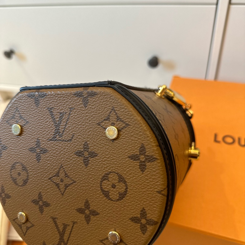 Louis vuitton Cannes m43986 發財桶 圓筒包 雙色老花 手提 側背 爆款-17