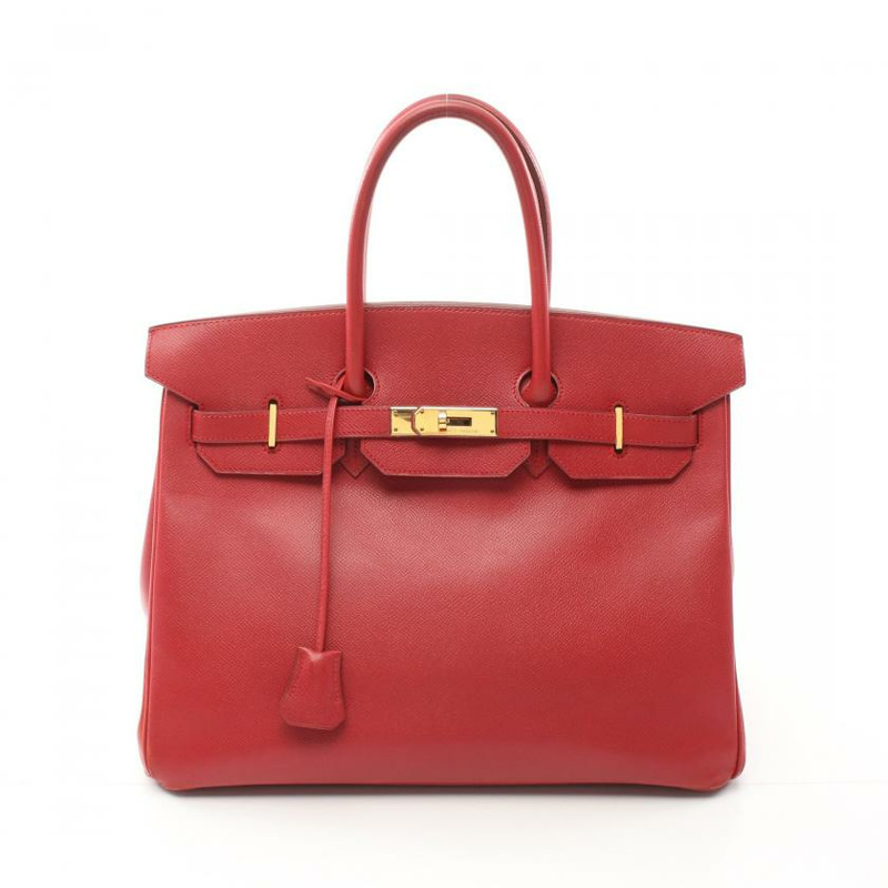 【日本直送】 中古HERMES[B]Birkin 鉑金包35 朱紅色 手提包 小公牛皮 紅色 金色五金 □A刻印-0