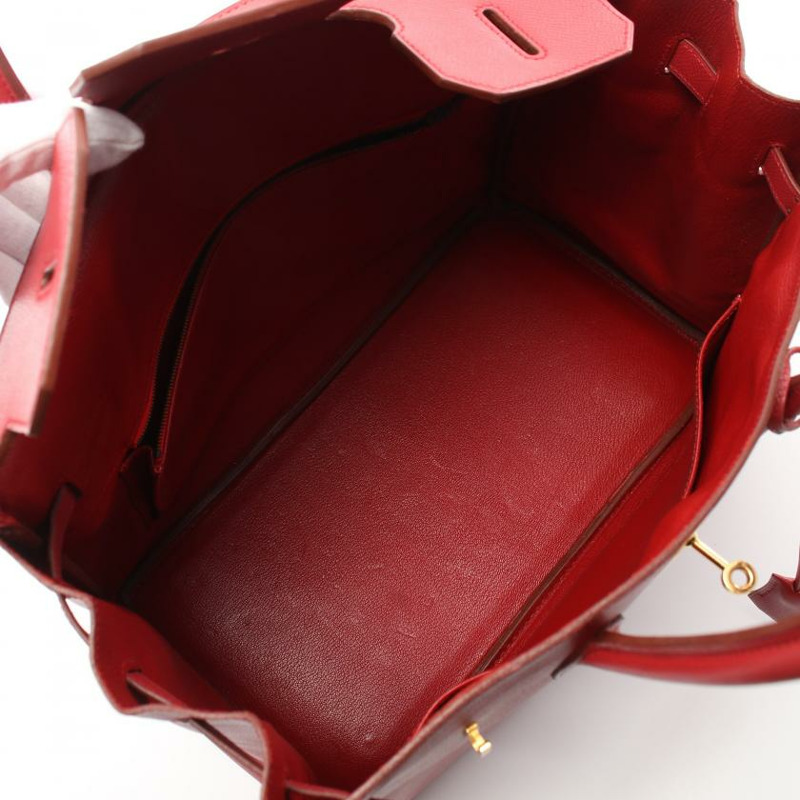 【日本直送】 中古HERMES[B]Birkin 鉑金包35 朱紅色 手提包 小公牛皮 紅色 金色五金 □A刻印-2