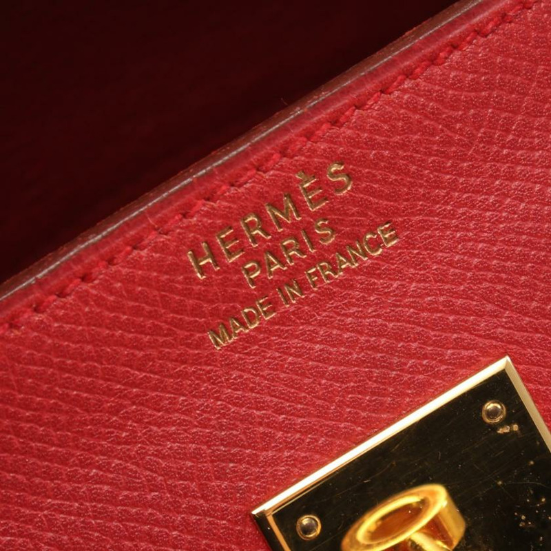【日本直送】 中古HERMES[B]Birkin 鉑金包35 朱紅色 手提包 小公牛皮 紅色 金色五金 □A刻印-3