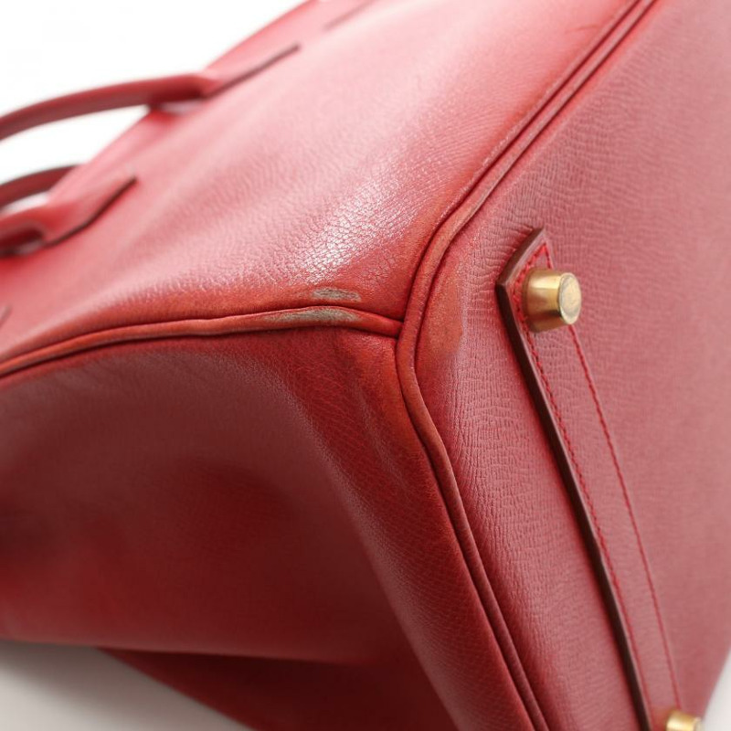 【日本直送】 中古HERMES[B]Birkin 鉑金包35 朱紅色 手提包 小公牛皮 紅色 金色五金 □A刻印-6